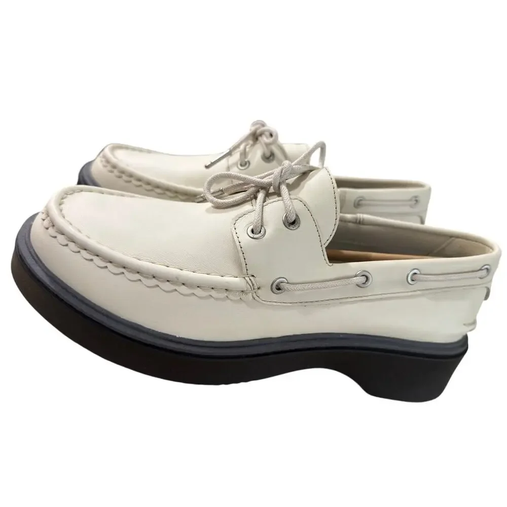 NEW Sperry Women's Bayside Leather Boat Shoe White Size 10M